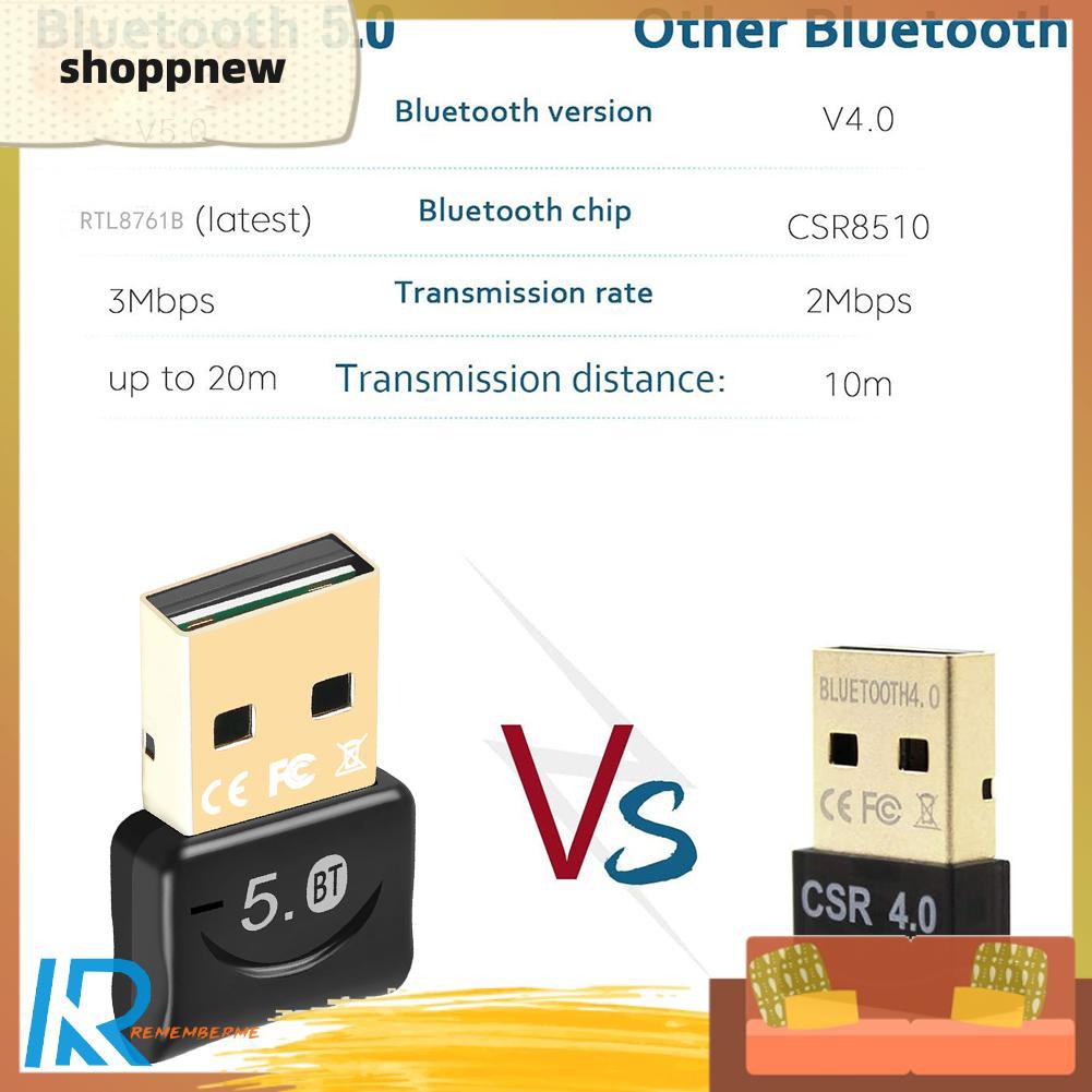 Shoppnew BT06A Portable Bluetooth 5.0 Adapter Wireless USB Audio Mini Music Dongle