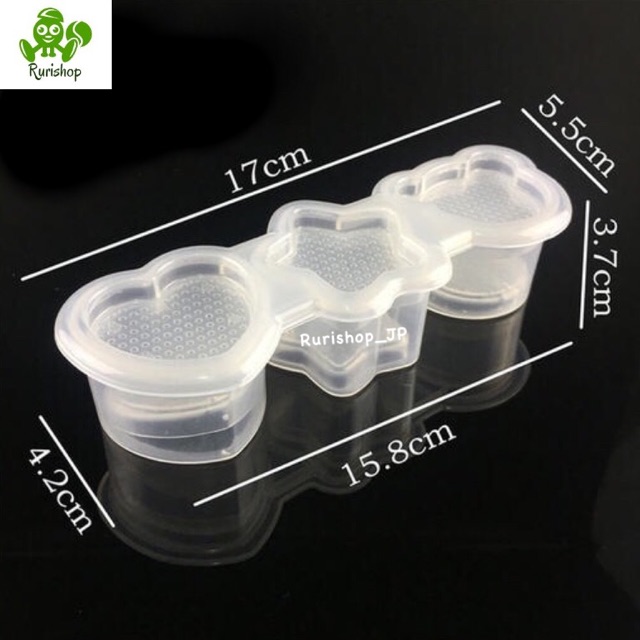 Bộ ba khuôn cơm nắm, trứng Nhật Bản Inomata (nhựa trong) tạo hình ngôi sao trái tim gấu cho bé