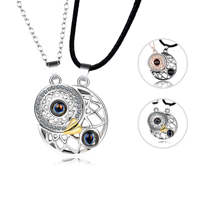 Set 2 dây chuyền hình mặt trăng mặt trời thời trang cho cặp đôi