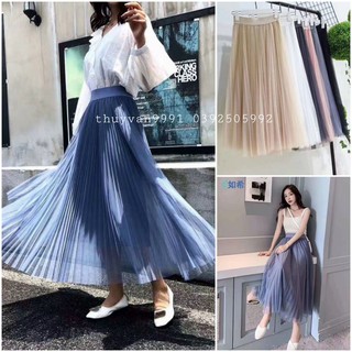 #2 Chân váy voan lưới xòe xếp ly chất đẹp mịn - Chân váy công chúa tutu midi QUảng châu bao đẹp