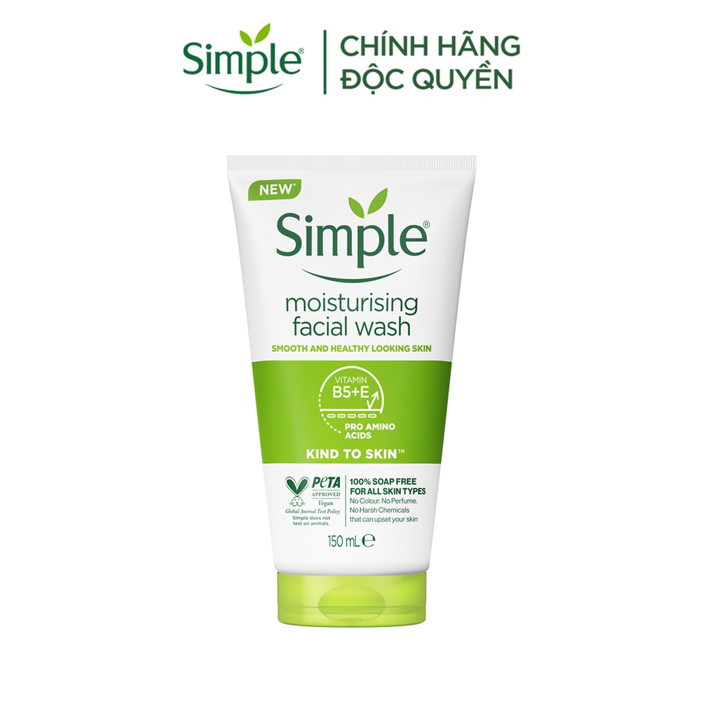 SỮA RỬA MẶT SIMPLE GIÚP DƯỠNG ẨM CHO DA TRÔNG KHỎE VÀ MỊN MÀNG 150ML [CHÍNH HÃNG ĐỘC QUYỀN] [DIỆN MẠO MỚI]