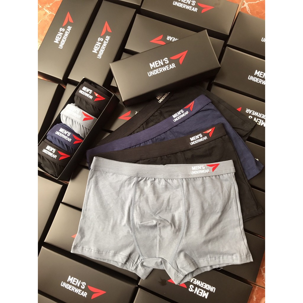 Hộp 4 Quần lót nam cao cấp Sịp đùi boxer cotton 100%