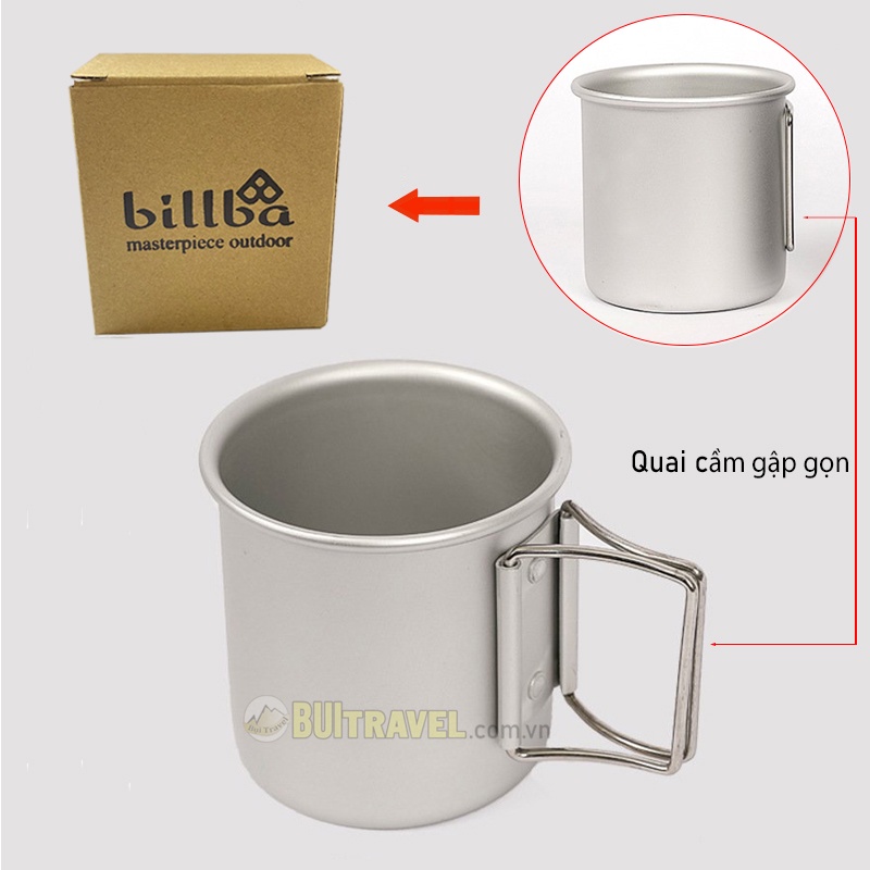 Cốc nhôm uống trà, cafe 300ml- Cốc nhôm quai gấp gọn