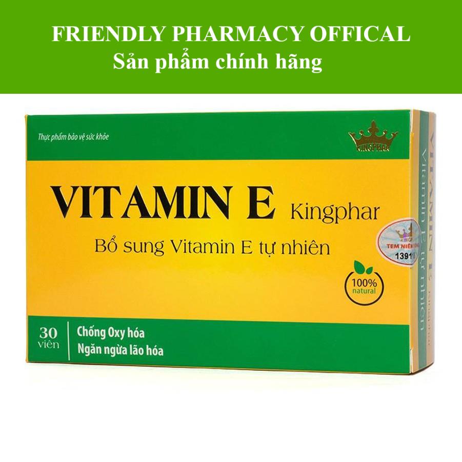 Vitamin E Kingphar – Hỗ trợ làm đẹp da, ngăn ngừa lão hóa 30 Viên