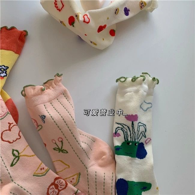 Vớ cotton họa tiết hoạt hình dễ thương cho nữ