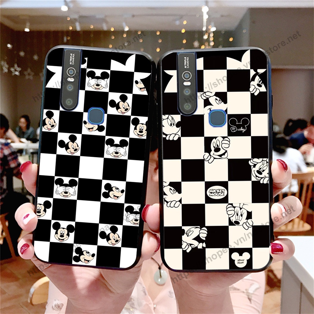 Ốp lưng Vivo V15 / V15 Pro trái tim họa tiết caro, mikey họa tiết beabrick kaws cute