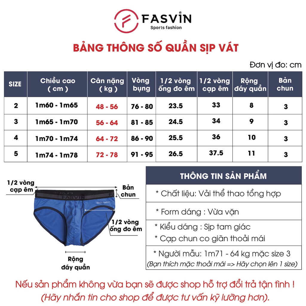 Quần lót nam tam giác Fasvin LSV2118.HN vải lưới thể thao thông hơi thoáng mát