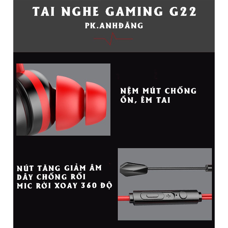 Tai Nghe Gaming Có Mic Dành Cho Game Thủ, Tai Nghe Chơi Game Điện Thoại Nhét Tai G20s