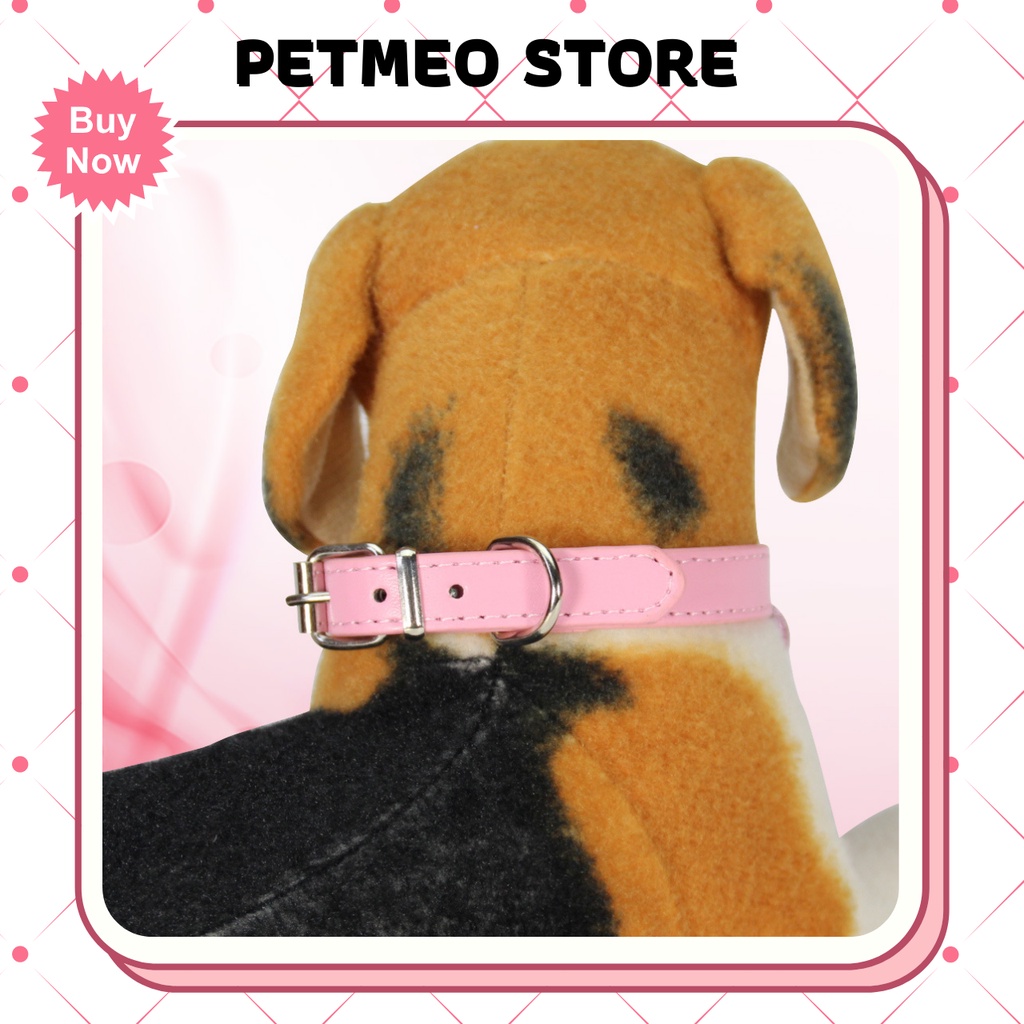 Vòng cổ cho chó mèo, vòng đeo có chuông cho thú cưng da PU cao cấp - PETMEO