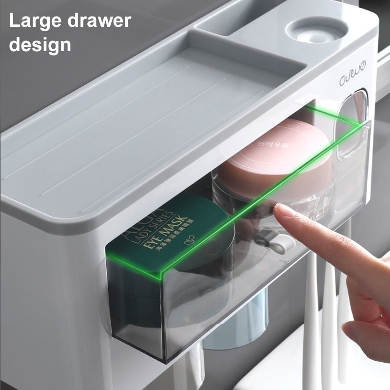 Only HOUSE Giá Đỡ Bàn Chải Đánh Răng Hít Nam Châm Đa Năng Có Ngăn Đựng Bàn Chải Đánh Răng