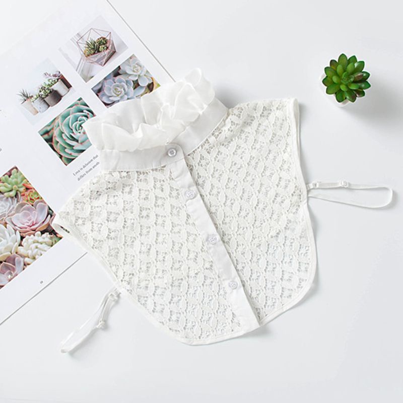 Áo Ren Cổ Cao Phối Bèo Nhún Giả Cổ Đứng Thanh Lịch Có Thể Tháo Rời Cho Nữ