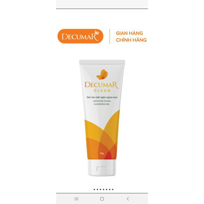 Decumar Clean_Gel Rửa Mặt Ngăn Ngừa Mụn.Tuýp 50g