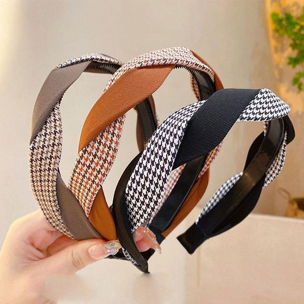 Băng Đô Cài Tóc Chống Trượt Họa Tiết Kẻ Sọc Phong Cách Hàn Quốc Cổ Điển Thời Trang Cho Nữ