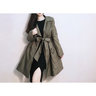 Trench coat 4 nút cổ kép cột dây