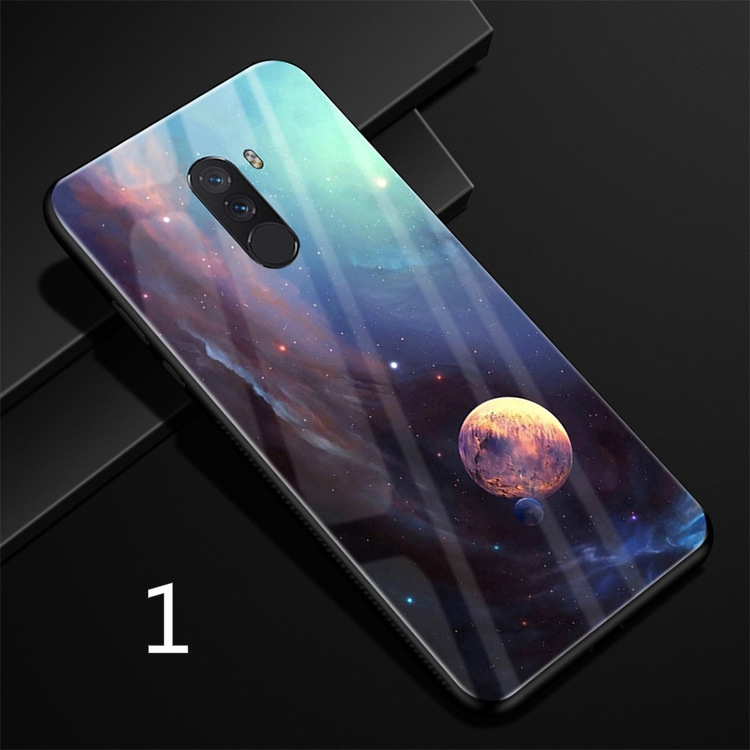 Ốp điện thoại kính cường lực in hình vũ trụ độc đáo cá tính cho Xiaomi Pocophone F1