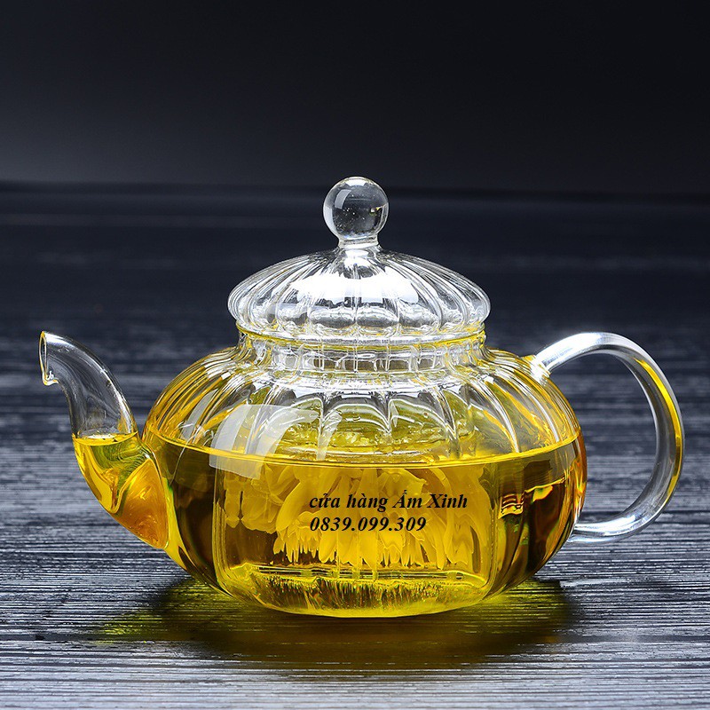Ấm Thủy Tinh Pha Trà có lưới lọc 600 ml