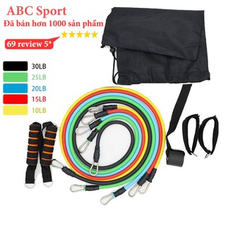 Bộ 5 dây ngũ sắc cao su kháng lực tập gym tại nhà Full Body Móc Inox To