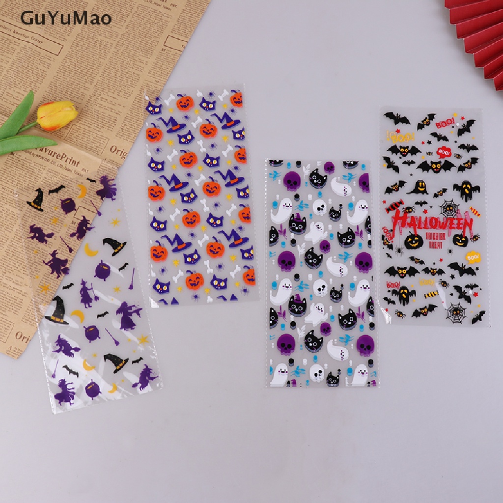 Set 50 / 100 Túi Nhựa Đựng Kẹo / Thức Ăn Trang Trí Tiệc Halloween Cho Bé