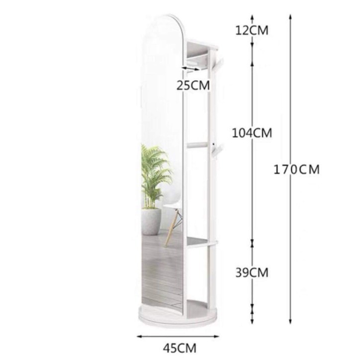 [𝐒𝐢𝐞̂𝐮 𝐒𝐚𝐥𝐞]Gương toàn thân  Xoay 360 độ, decor nhà cửa kèm móc treo đồ tiện lợi, hàng cao cấp