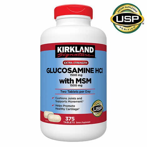 Glucosamine, Viên uống Glucosamine Kirkland HCL 1500mg With MSM 1500mg 375 viên