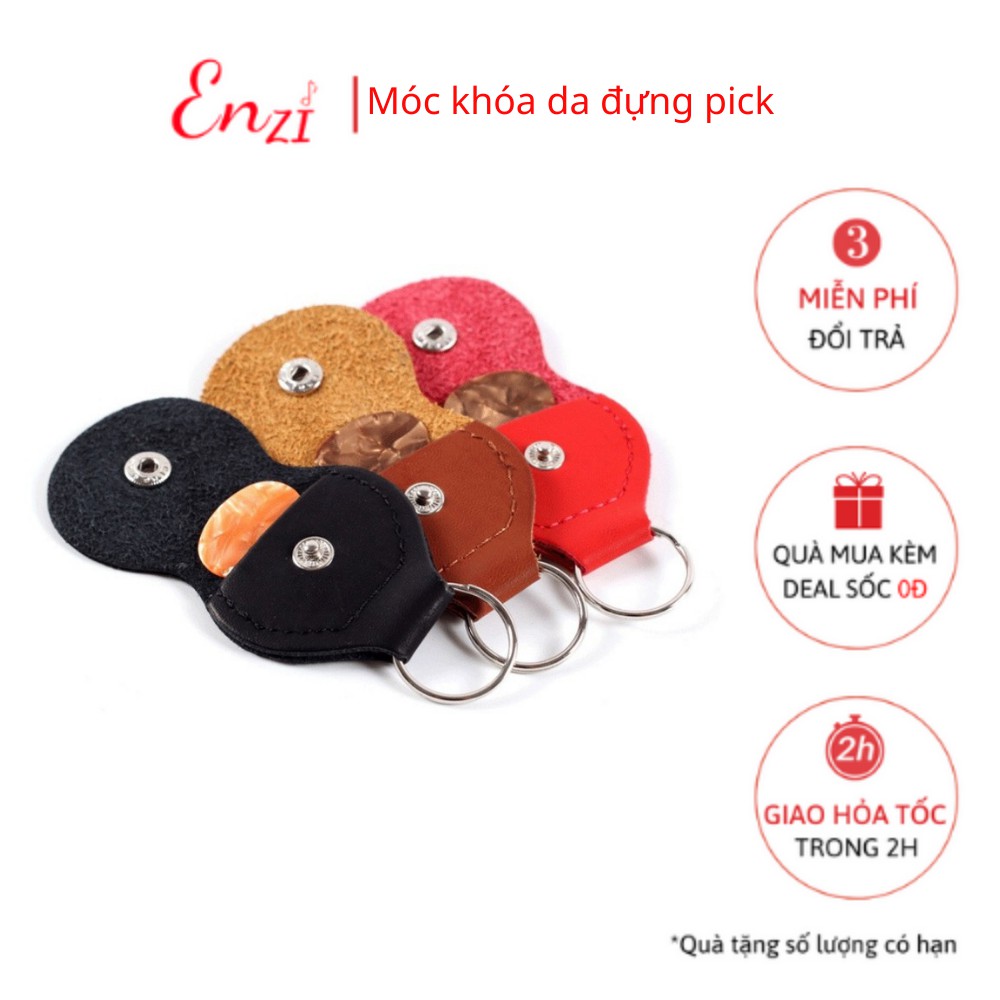 Móc khoá da đựng phím gảy pick gảy chất lượng Enzi