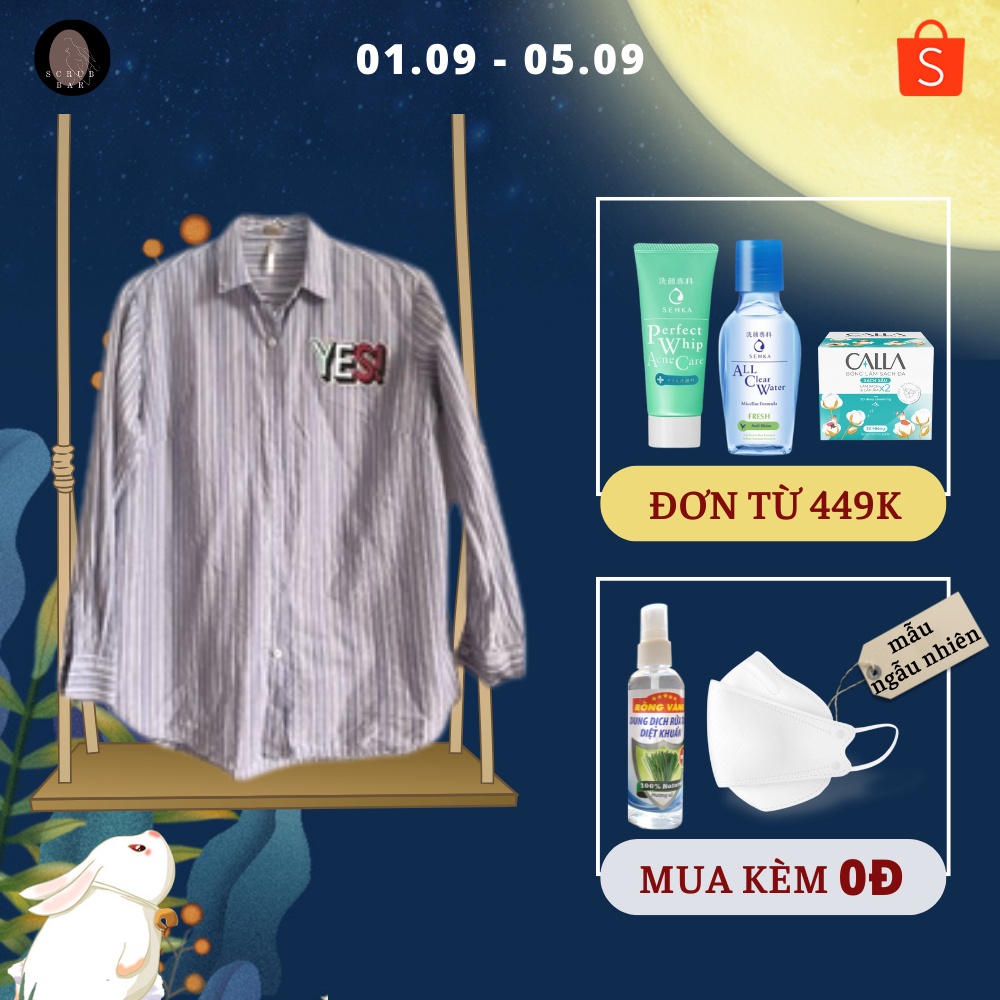 NINOMAXX - Áo sơ mi nữ xanh sọc dọc tay dài công sở thanh lịch đơn giản trẻ trung cơ bản AN577