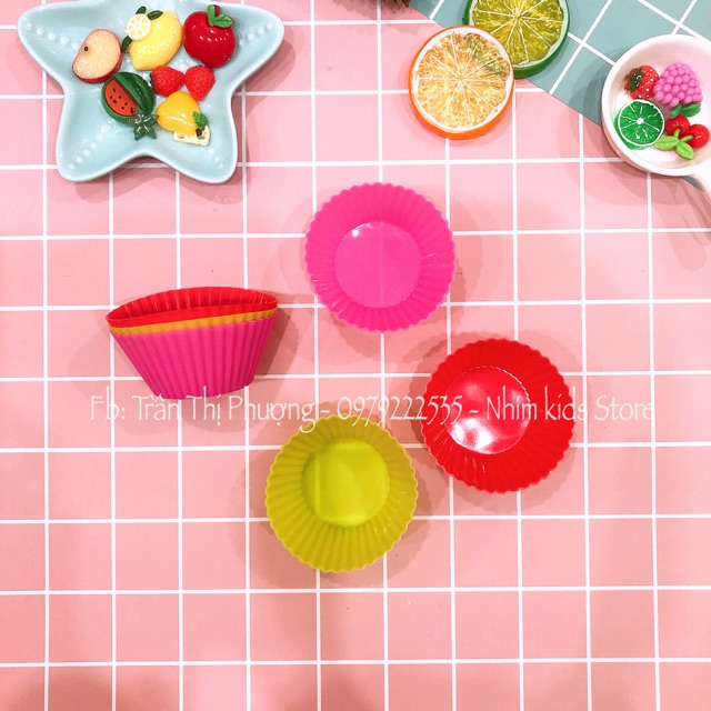 [1 cái] Khuôn silicon làm bánh cupcake, muffin chịu nhiệt độ cao, dùng được hấp, nướng trong lò