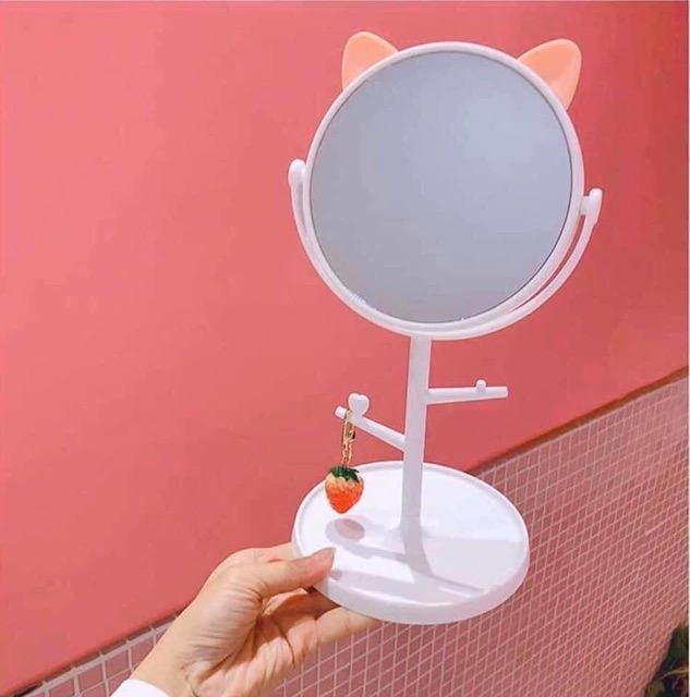 Gương mèo trang điểm để bàn cho nữ nhỏ gọn cực xinh