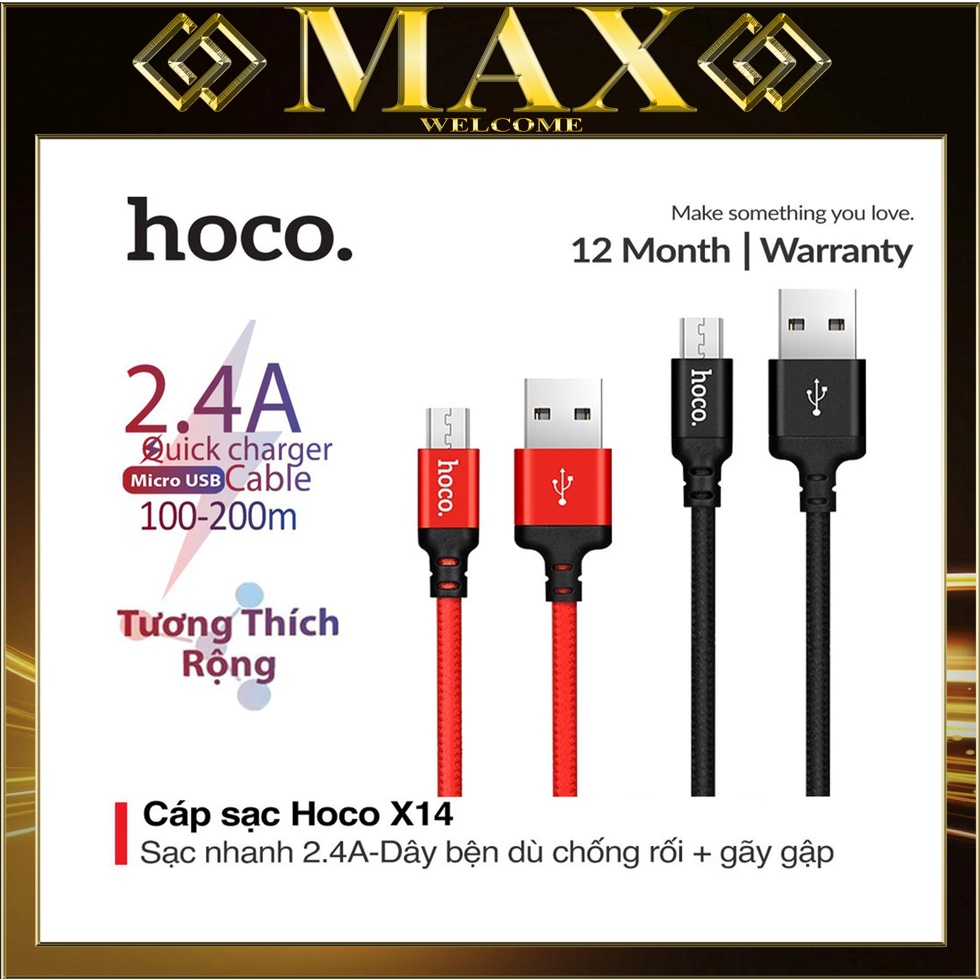 Dây Cáp Sạc iphone Lightning Hoco X14 Tương thích với các dòng Điện Thoại IPad Pin Dự Phòng Tai nghe Bluetooth/Max