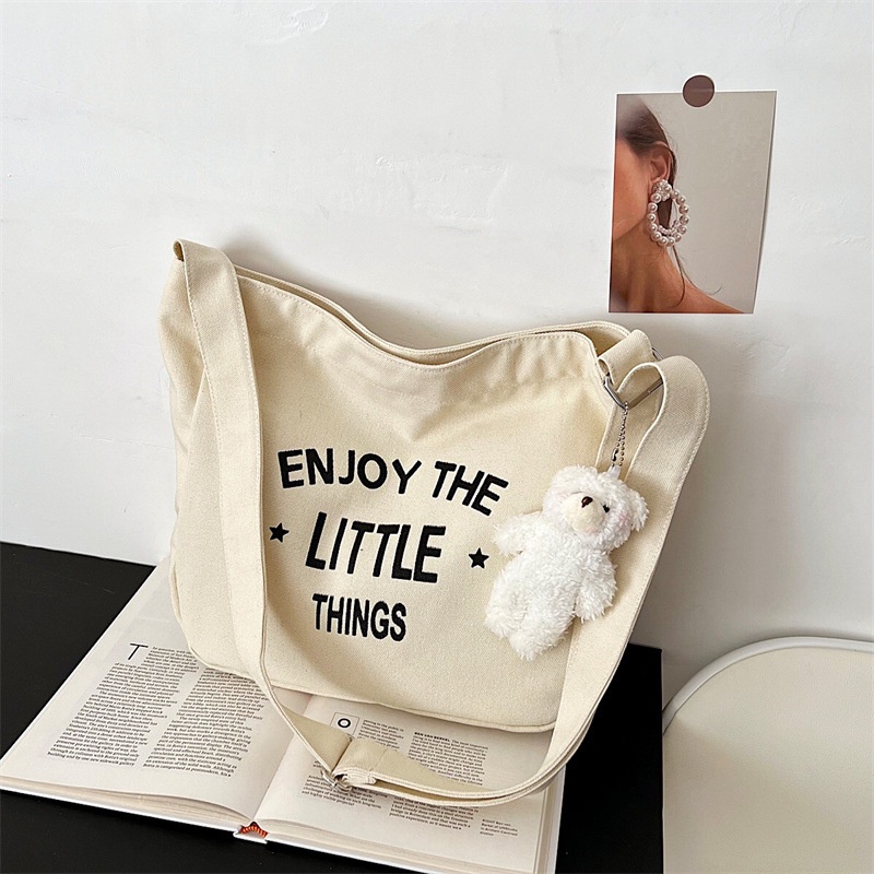 Túi Xách Canvas Sức Chứa Lớn Kiểu Dáng Đơn Giản Thời Trang Cho Nữ