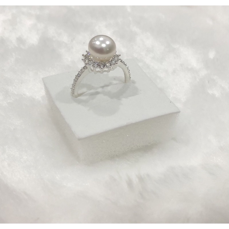 Nhẫn bạc s925 viền đá đính hạt 9ly