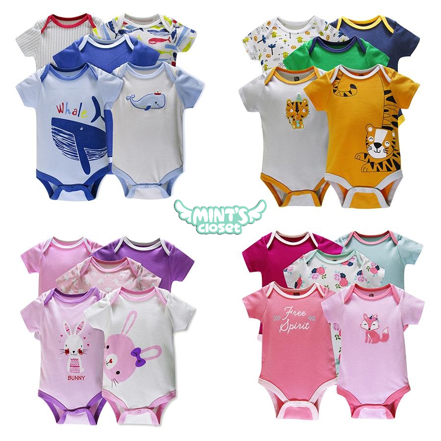 Set 4 cái bodysuit tay ngắn cho bé gái - bé trai - sơ sinh màu ngẫu nhiên sơ sinh 1 2 tuổi tuổi MINTSCLOSET - s1091