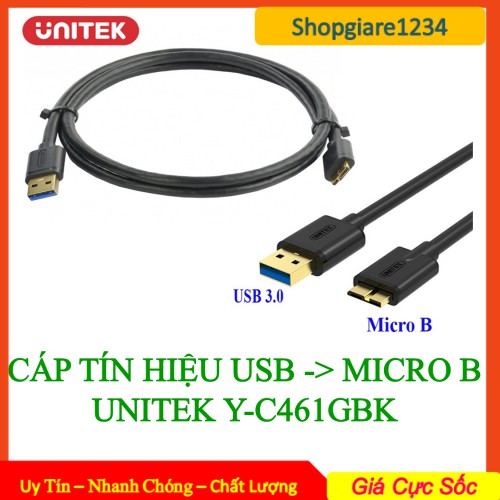 Cáp USB 3.0 Dùng cho ổ cứng Unitek YC 461 GBK dài 1m - HÀNG CHÍNH HÃNG