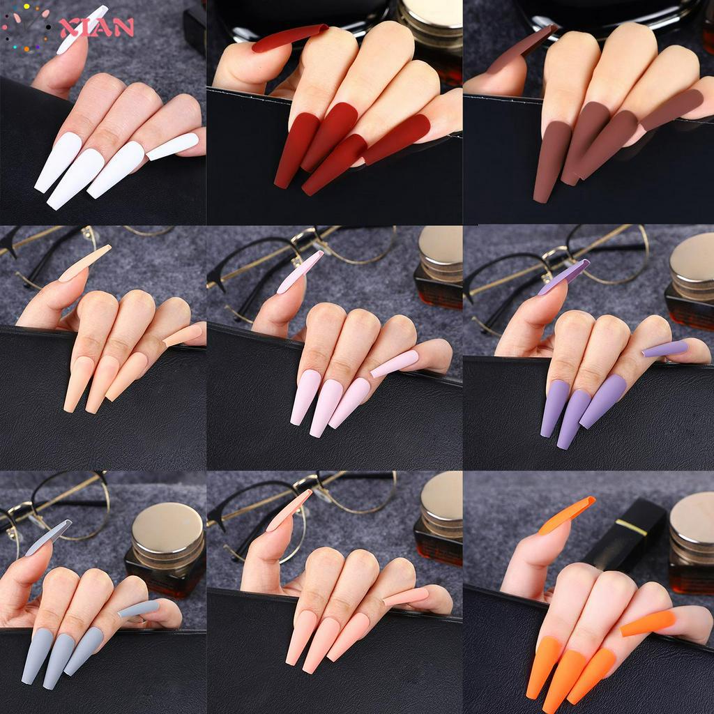 [Hàng mới về] 24 Móng tay giả thời trang cho nữ kèm phụ kiện