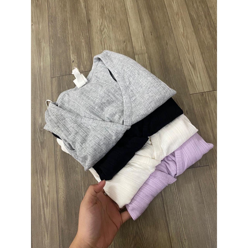 Áo cardigan len dáng croptop nữ mỏng dệt kim lửng dài tay h&m VNXK K001