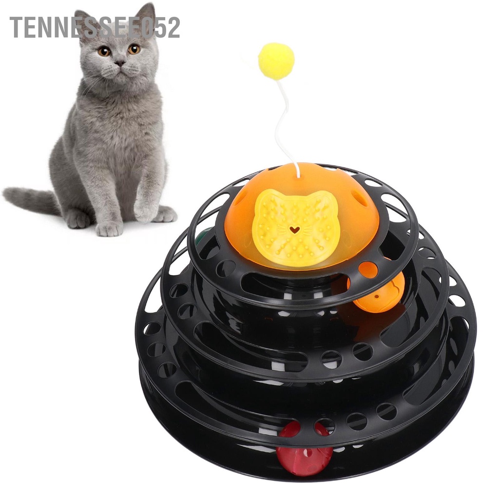 Tháp đồ chơi bóng bàn xoay 4 tầng cho mèo có thể tháo rời có thể gãi ngứa