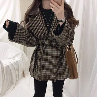 Áo khoác dạ 2 lớp dày dặn có đai thắt eo