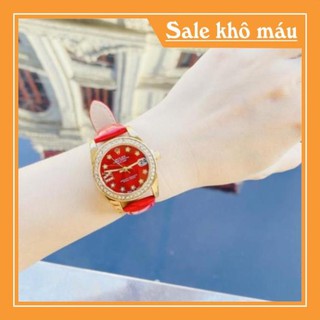 Đồng hồ Rolex nữ dây da viền kim cương nhẹ nhàng sang chảnh hottrend