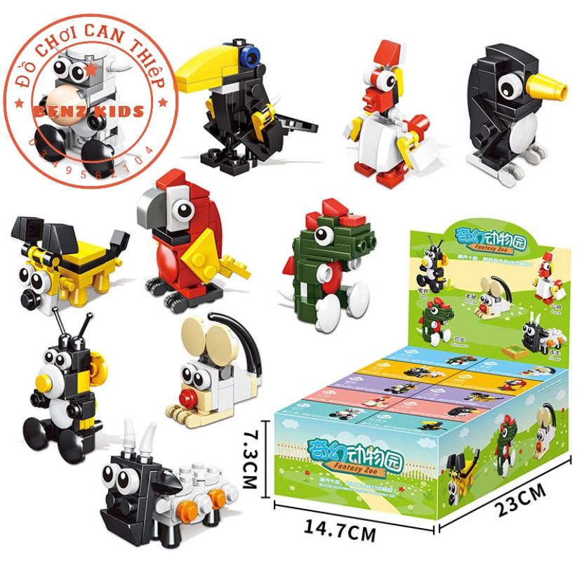 Lego ghép con vật 3D Fantasy Zoo giáo dục trẻ nhỏ nhận biết về các con vật