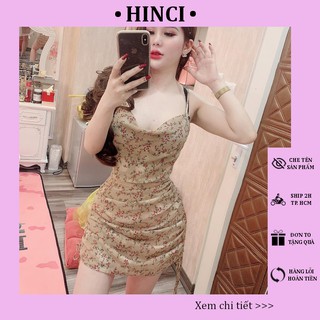 Đầm Body Ôm Cổ Đổ - Váy Hoa Nhí 2 Dây, Có Dây Rút 2 Bên Thân Tôn Vòng 3 Cực Sexy, Thích Hợp Đi Chơi, Đi Dạo [270]