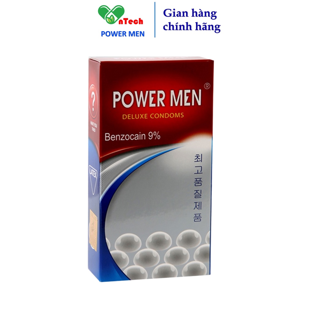 Combo 24 Bao cao su POWER MEN LONGER PLUS siêu mỏng gân gai nổi kéo dài thời gian 9% Benzocain chống xuất tinh sớm