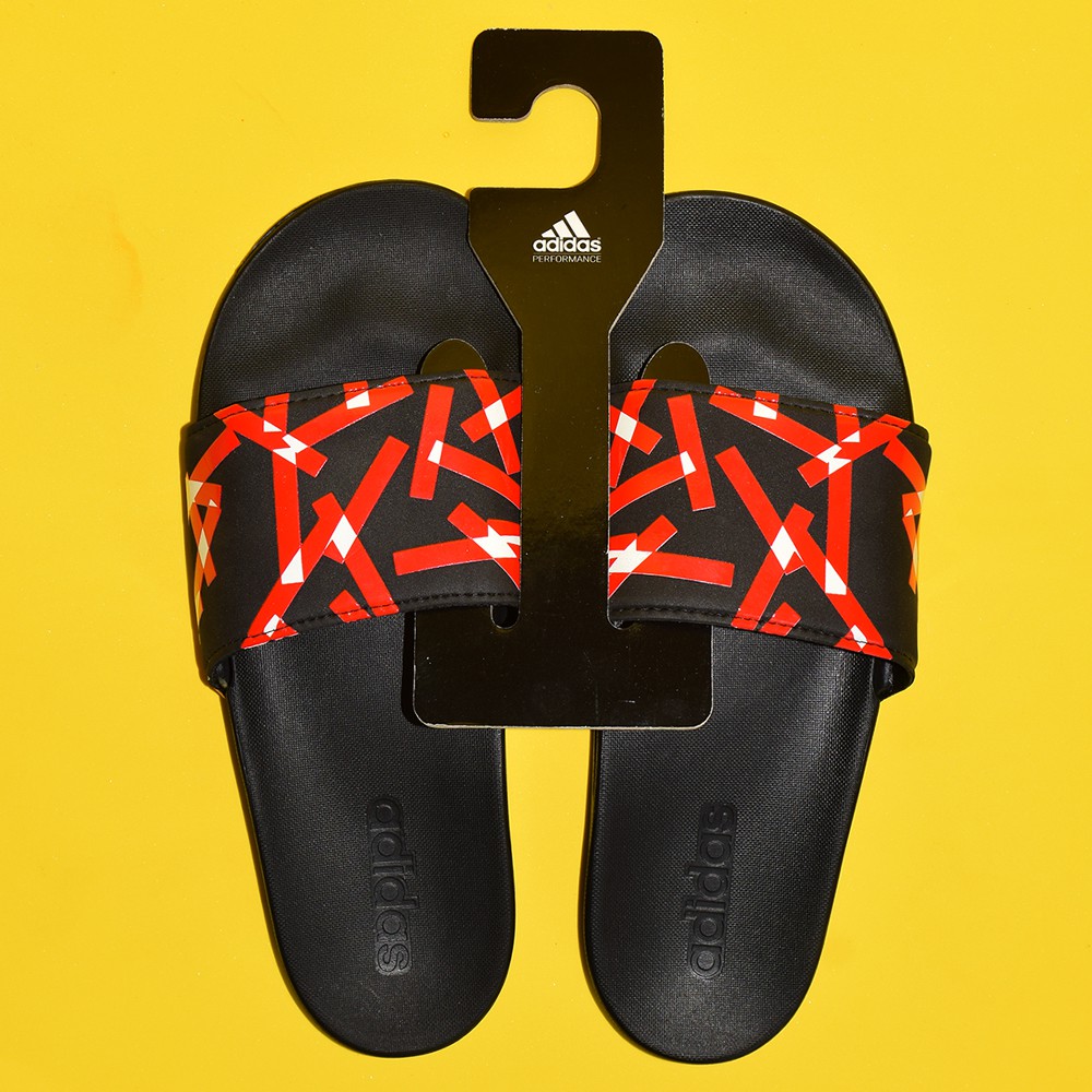 Adidas Cloudfoam Plus Graphic màu đen quai đen sọc đỏ đen