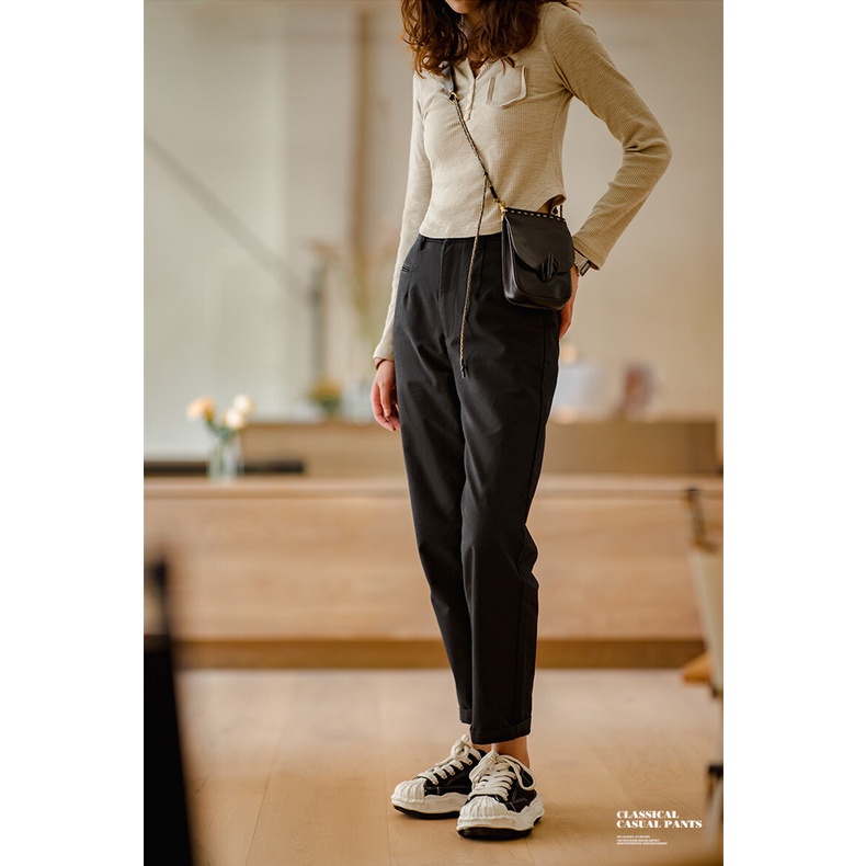 MADEN Quần Dài Dáng Ôm Ống Bút Chì Bằng Vải Cotton Màu Be Phong Cách Nhật Bản Thời Trang Mùa Thu 2022 Hàng Mới Dành Cho Bạn Nữ