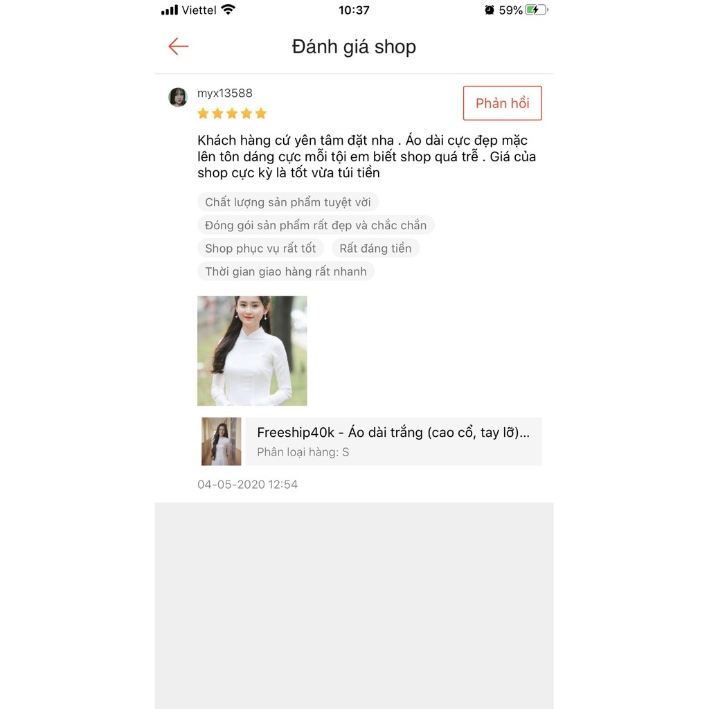 Freeship40k - Áo dài trắng (cao cổ, tay lỡ) phi lụa giá rẻ 195k hàng new 100%