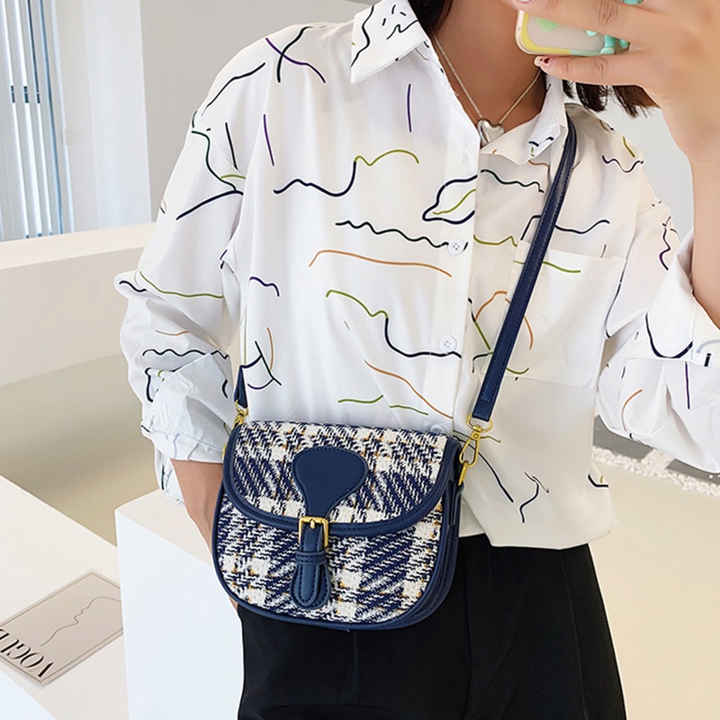 Túi vải len hình vuông đeo chéo vai thanh lịch cho nữ