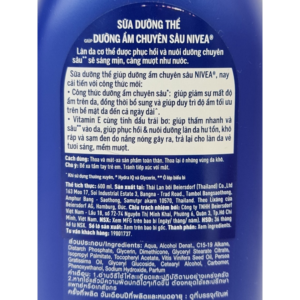 Sữa Dưỡng Thể NIVEA Extra White Q10 Dưỡng Ẩm Trắng Da 600ml Thái Lan