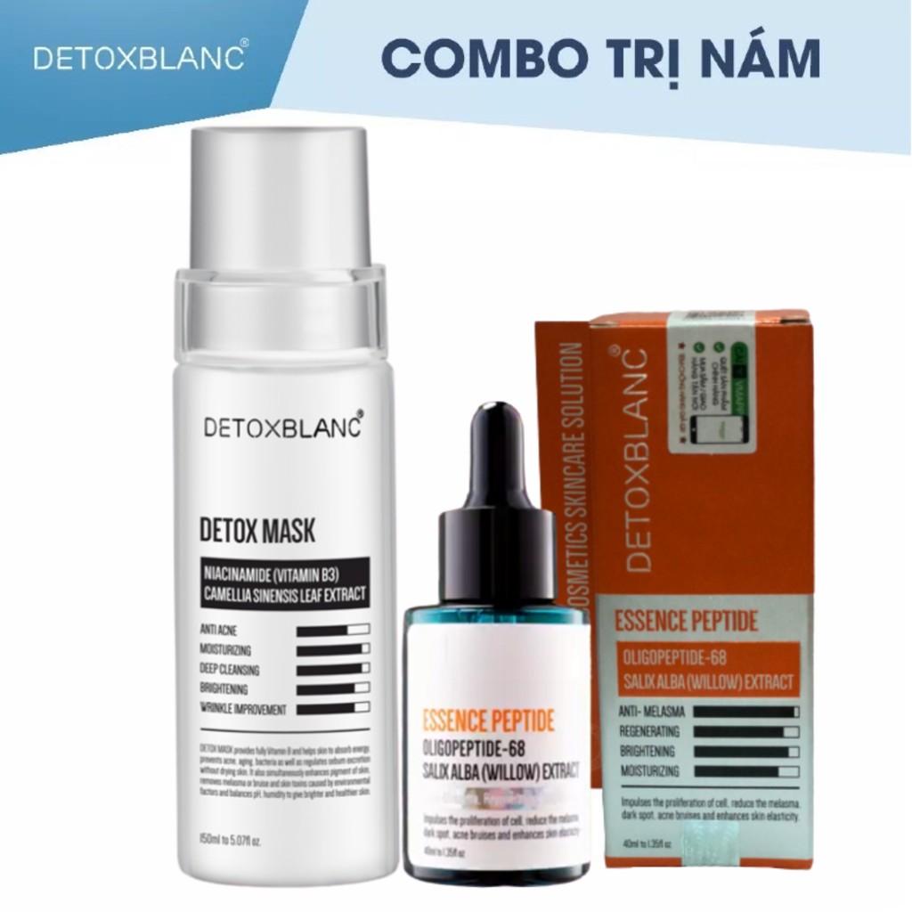 COMBO THẢI ĐỘC MỜ NÁM DETOX MASK & ESSENCE PEPTIDE detox.blanc