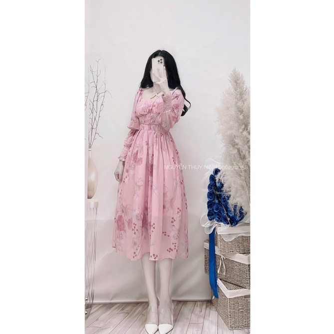 Đầm Dáng Xòe Có Eo Chất Voan Bông 2 Lớp Có Mút Ngực Phối Hoa Dây Chéo Cổ Mặc Đẹp Dáng Xinh [NEW UNISEX]