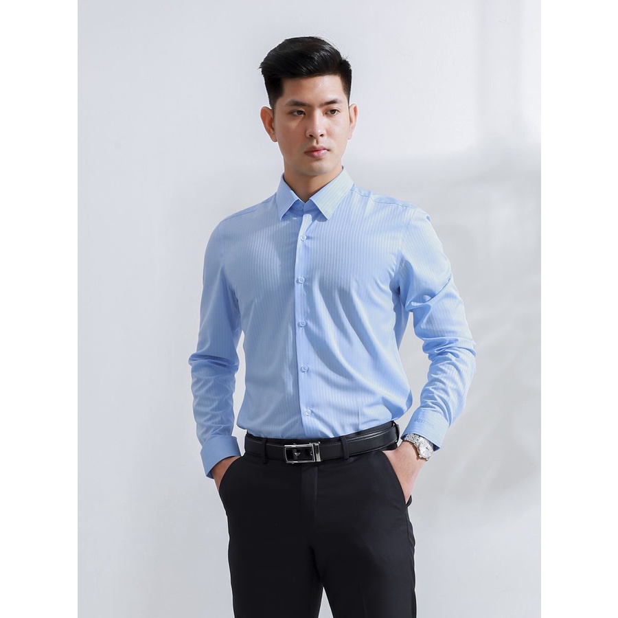 ÁO SƠ MI DÀI TAY NAM ARISTINO SỢI TRE SLIM TÀ LƯỢN HẠN CHẾ NHĂN ALS13508