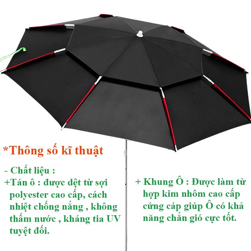 Ô Câu Cá Che Nắng Che Mưa Dù Câu Cá 2 Tầng Dã Ngoại Cao Cấp 2m4 - Phụ Kiện Câu Cá